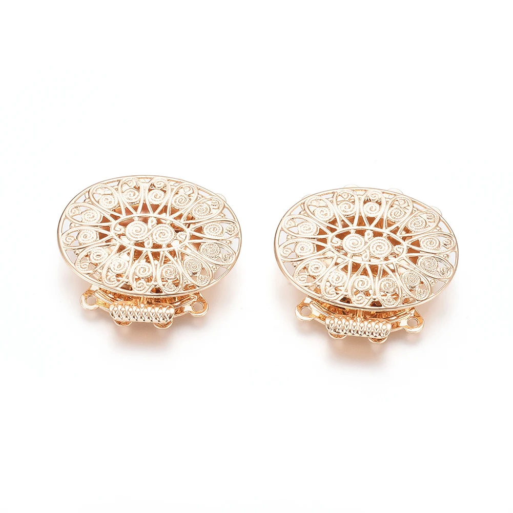 Латунные Застежки в коробке многожильные цветки с 6/8 отверстиями овальная