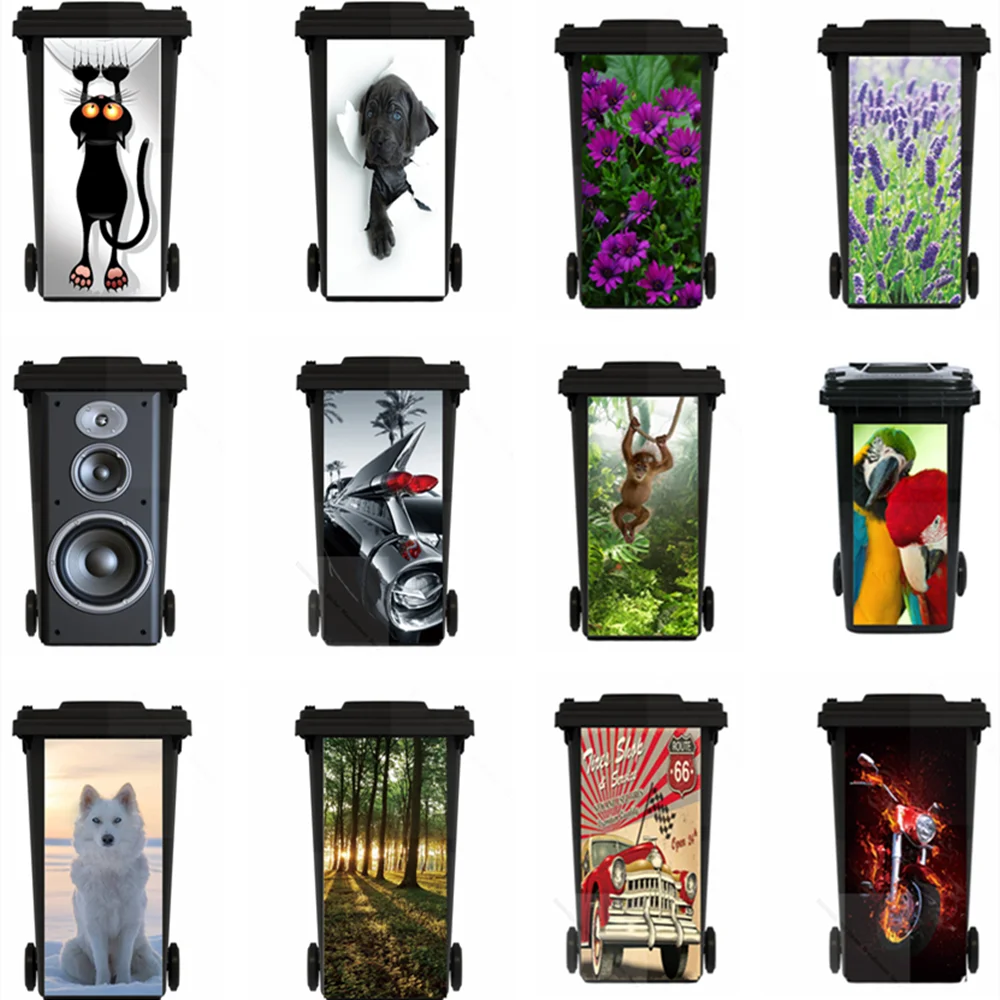 

Trash Sign Scenic Animal Car Decal Trash Can Vinyl Art Sticker Decoration Bin Container Waterproof Decal Garbage Decor Custom
