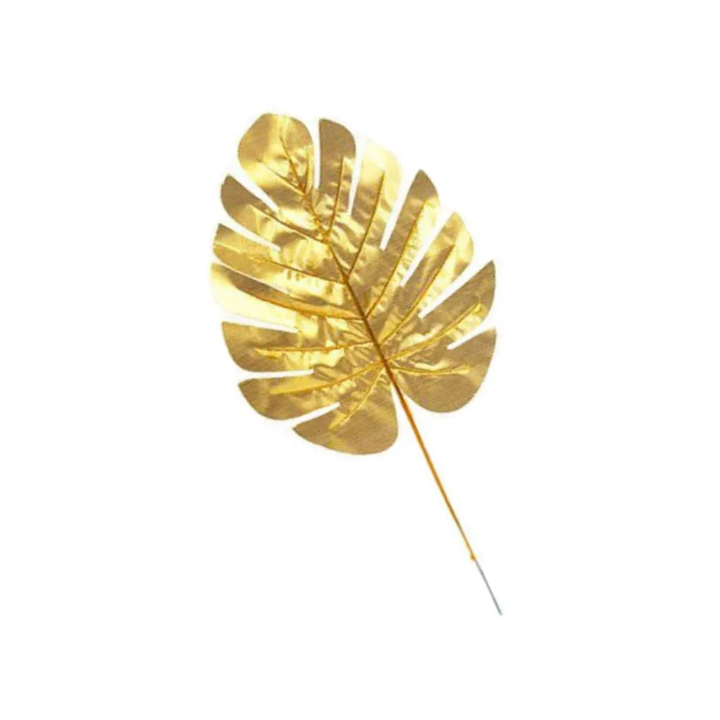 

12pcs Artificial Palm Leaves Home Kitchen Party Decorations Tropical Leaves Stems Gold Wedding Party Leaf