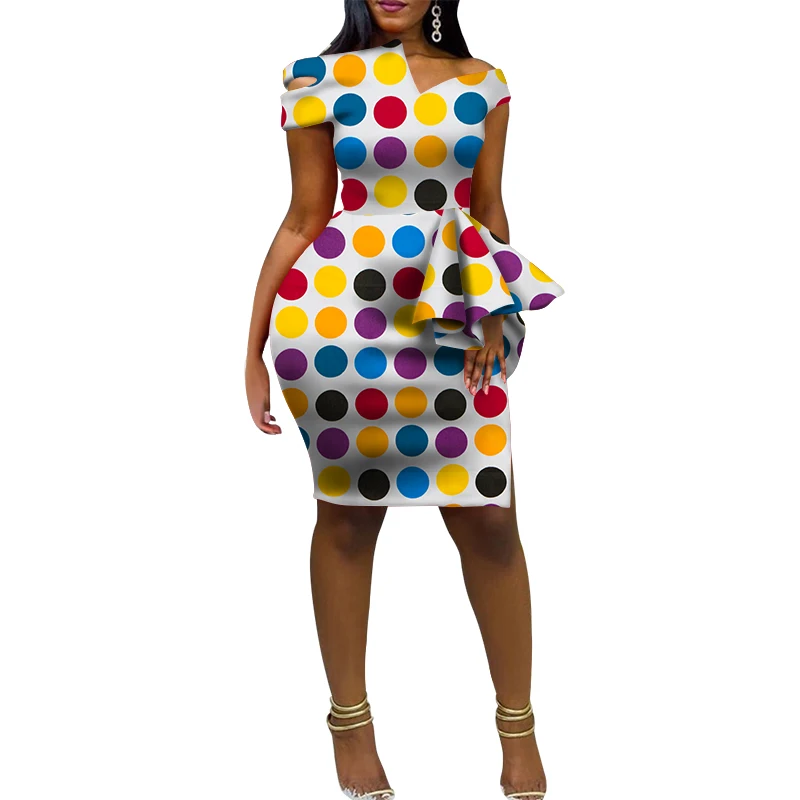 Fashion Dashiki African Dresses for Women Bazin Riche Ankara Print Knee-length Customize Clothing WY5719 | Тематическая одежда и