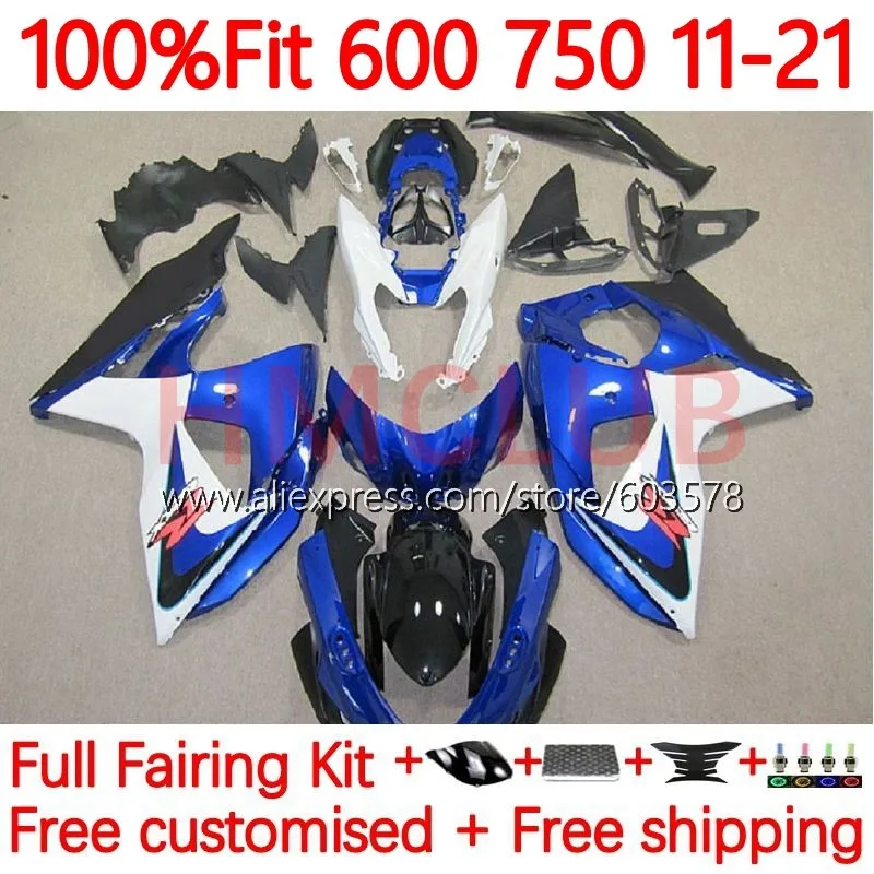 

Инъекция для SUZUKI GSXR 600 750 CC K11 GSXR600 11 12 13 14 15 16 GSXR750 2017 2018 2019 2020 2021 обтекатель 95No.19 Белый Синий