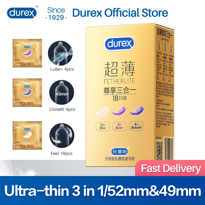 Презервативы Durex 3 в 1, ультратонкие натуральные латексные интимные ...