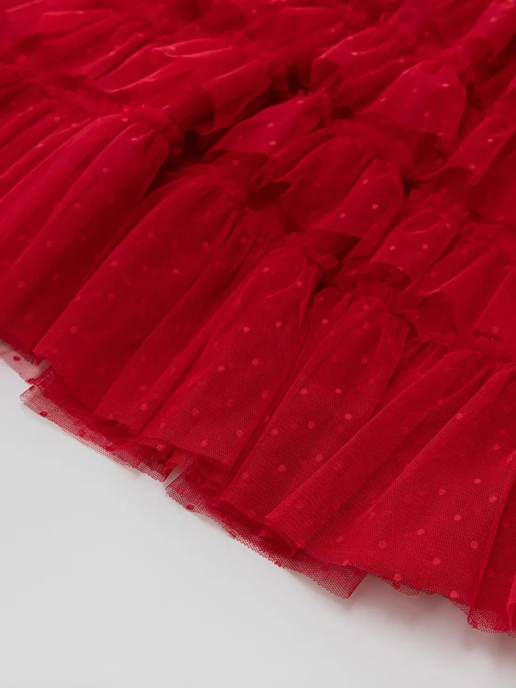 Женское винтажное платье в горошек с круглым вырезом и рукавом-фонариком