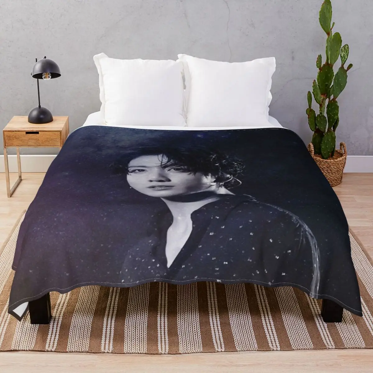 Jungkook Galaxy Blanket Velvet All Season Ultra-Soft Throw Blankets for Bedding Home Couch Travel Office
