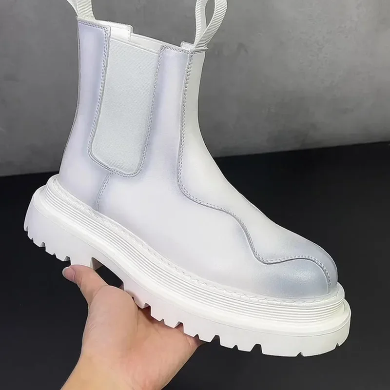 Мужские роскошные модные ботинки челси в стиле панк хип-хоп черно-белые