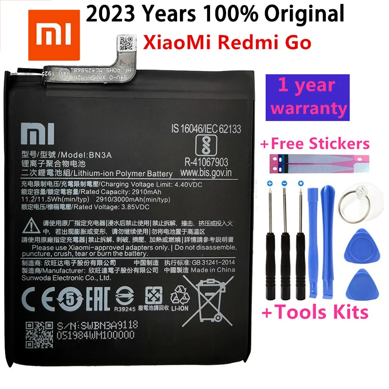 

100% Original Xiaomi BN3A 3000mAh Battery For XiaoMi Redmi Go BN3A Batterie Bateria Accumulator Smart Phone Battery