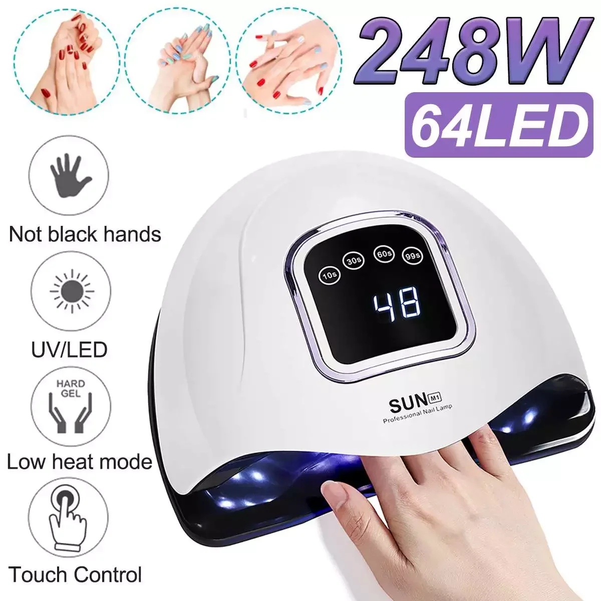 

NEW2023 248W SUN M1 UV LED Nail Dryer Machine LED Lamp Nail Dryer 64 LEDs UV Lamp For Drying Gel Polish Timer Auto Sensor Manicu
