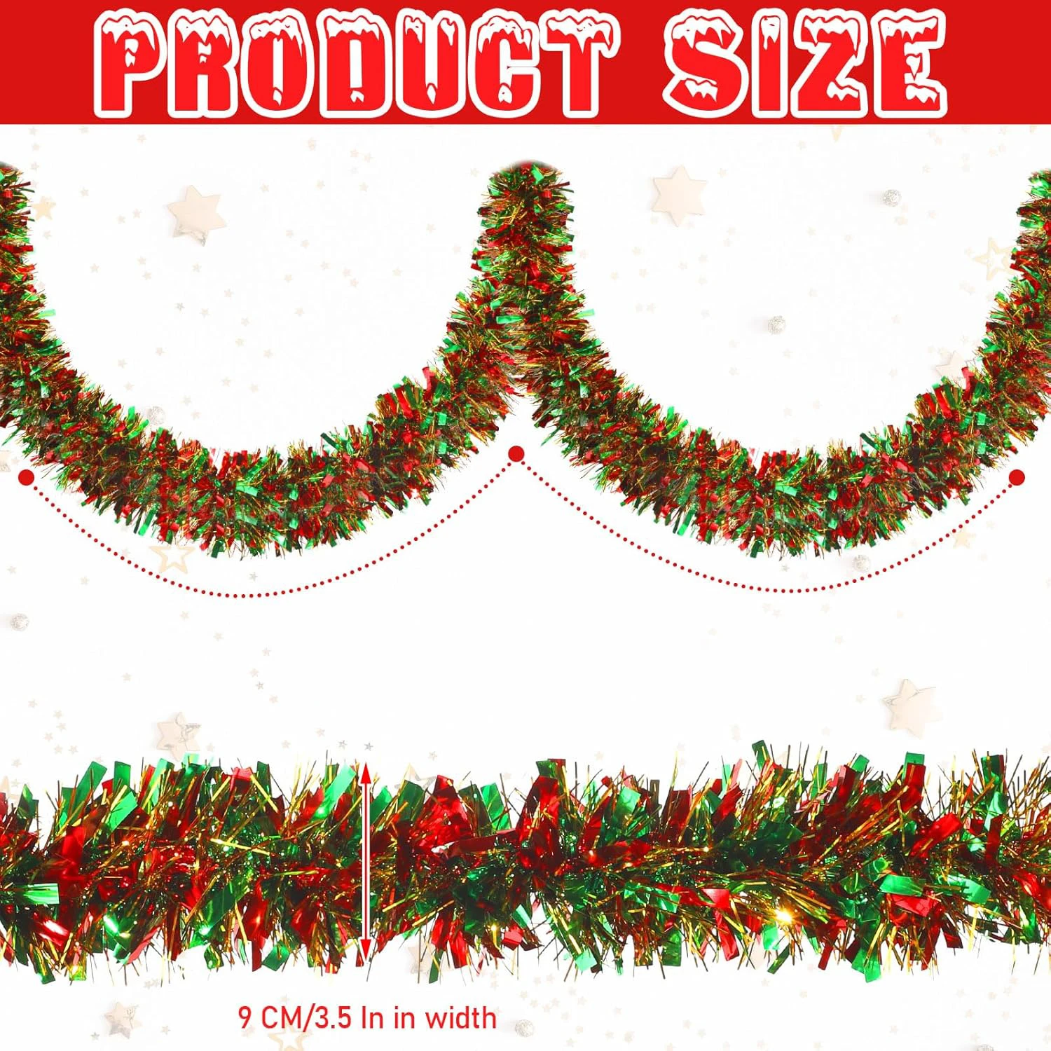 Рождественская гирлянда с мишурой металлическая мишура поворотная блестящая