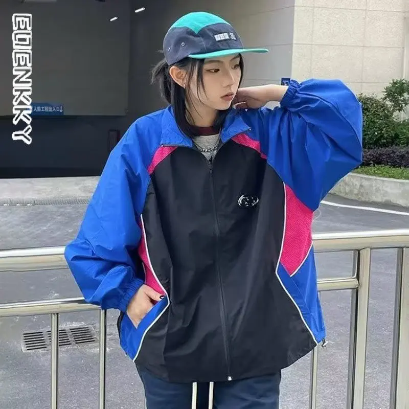 

Summer Thin Jacket Women Loose Patchwork Varsity Jackets Female Spring Casual Fashion High Street Zipper Sunscreen Outwear 2023
