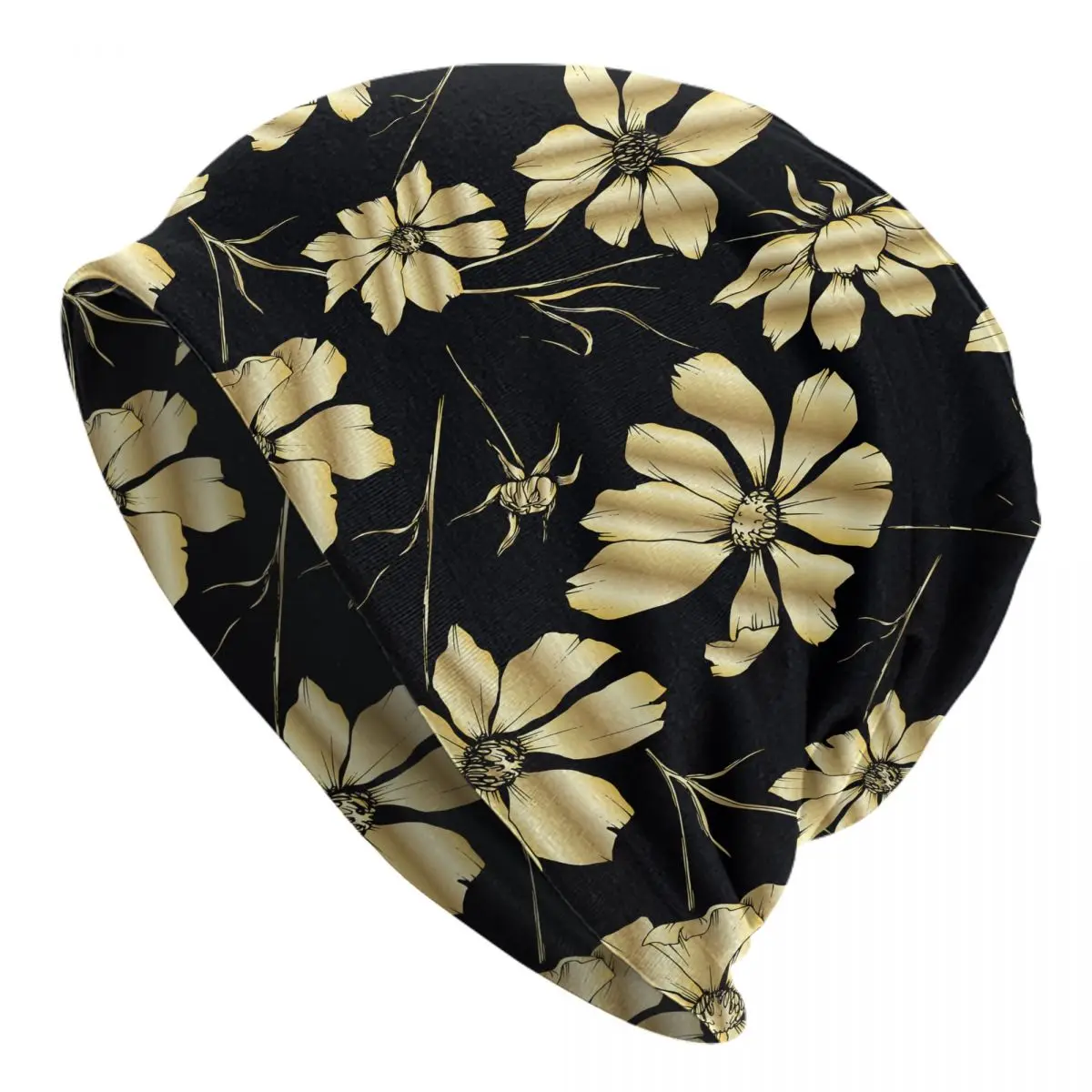 

Golden Cosmos Floral Botanical Flowers Wild Spring Leaf Wildflower Thing Slouchy Beanie Skullies Cap Fashion Beanies Hat