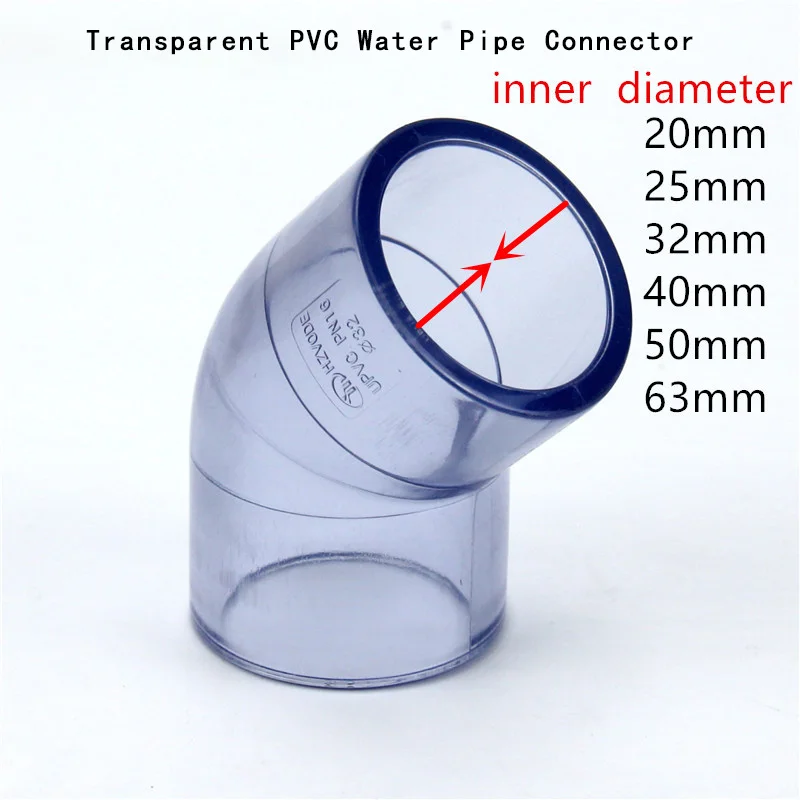 

Transparent PVC Water Pipe Connector UPVC Elbow Joints Aquarium Fish Tank DIY Tools Garden Irrigation Water Pipe Connectors 1Pcs