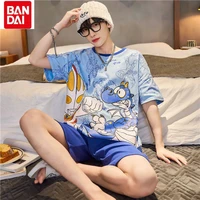 bandai 2022 summer pure cotton short sleeved mens cartoon ultraman anime skin friendly pajamas comfortable home clothes suit