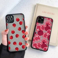 fruit red pomegranate and cherry phone case matte transparent for iphone 7 8 11 12 13 plus mini x xs xr pro max cover