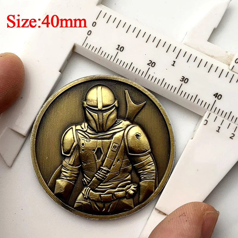 Металлическая золотая монета с тиснением в стиле мандалор звездные войны