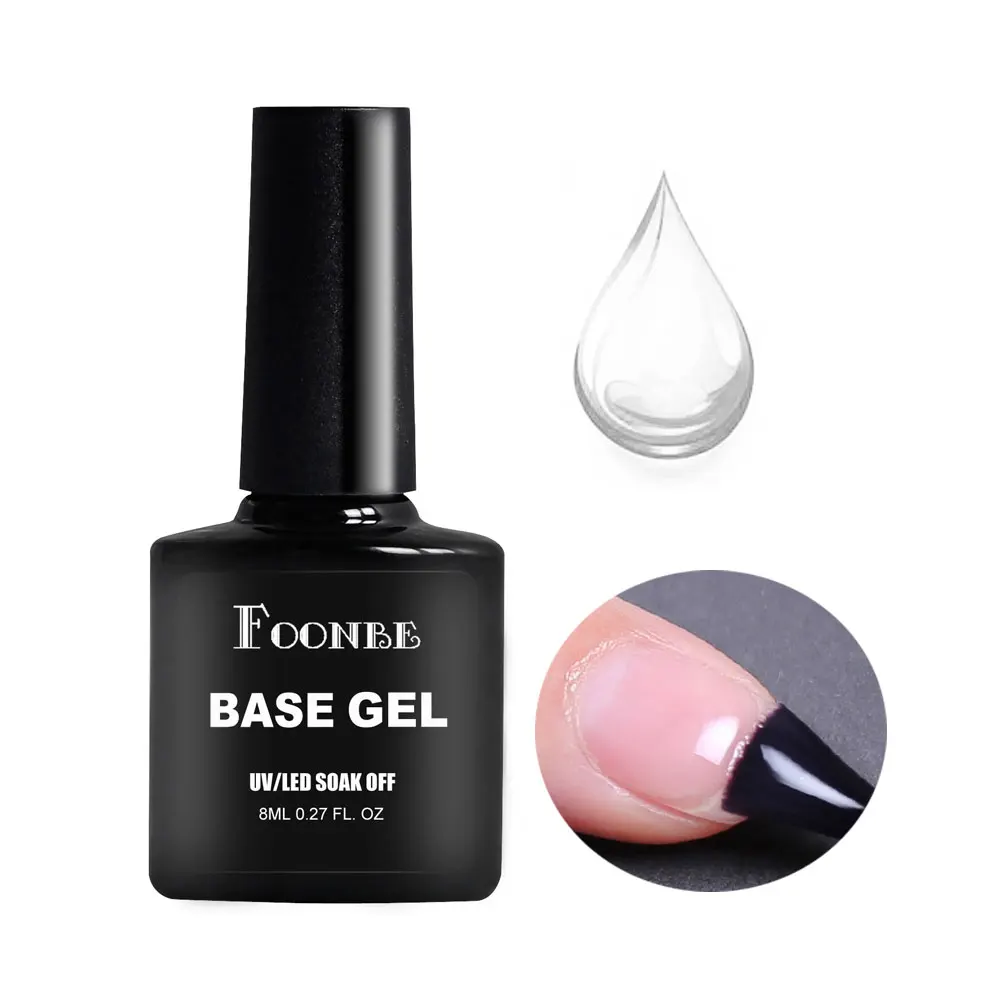 FOONBE 8ml Base Top Coat Gel Polish Set UV Soak Off Semi Permanent Nail Art Varnish |
