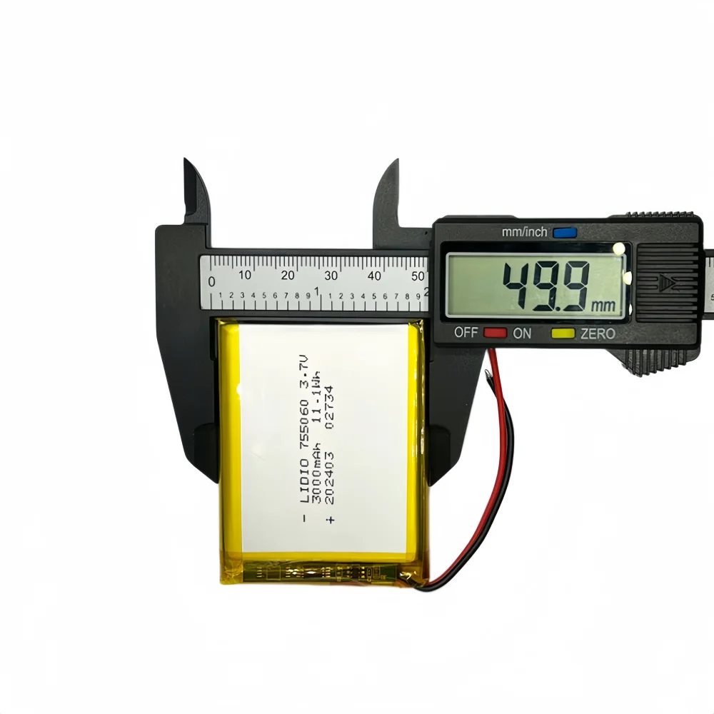 Фото Литий-полимерный аккумулятор 755060 3.7V 3000mAh (Li-Po) для повербанков, планшетов, ноутбуков, косметических приборов №2