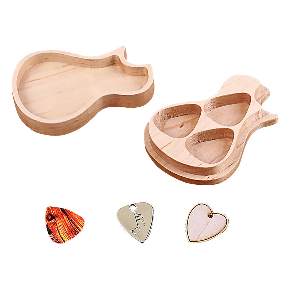 Guitar Pick Organizer Picks Case Wooden Holder Ukulele Container Storage Box Colletor Electric