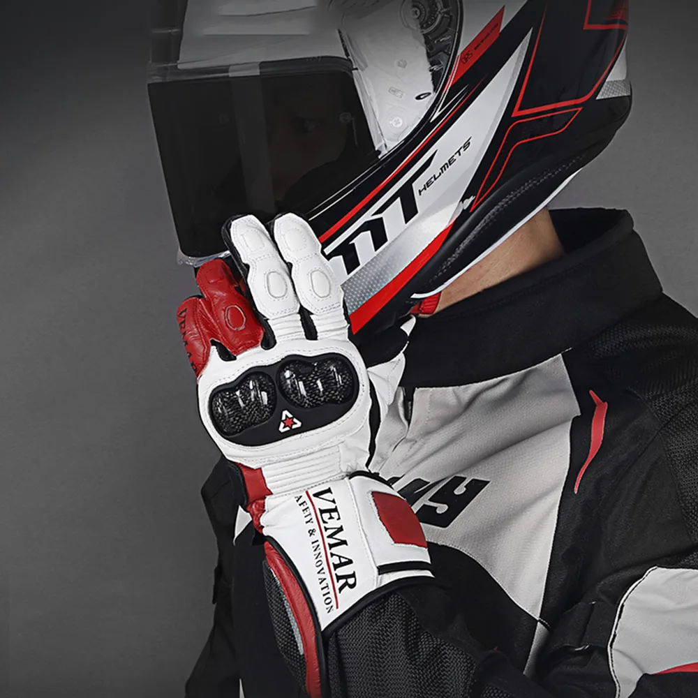 Vemar Motorcycle Gloves Leather Long Motocross Gloves Touch Screen Road Moto Gloves Full Finger Men Motocross Equipment Wearable enlarge