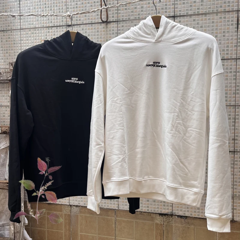 

Prothorax Inverted Letter Embroidery MM6 Margiela Hoodies Unisex Youthful Vitality Style MM6 Margiela Pullover Sweatshirts