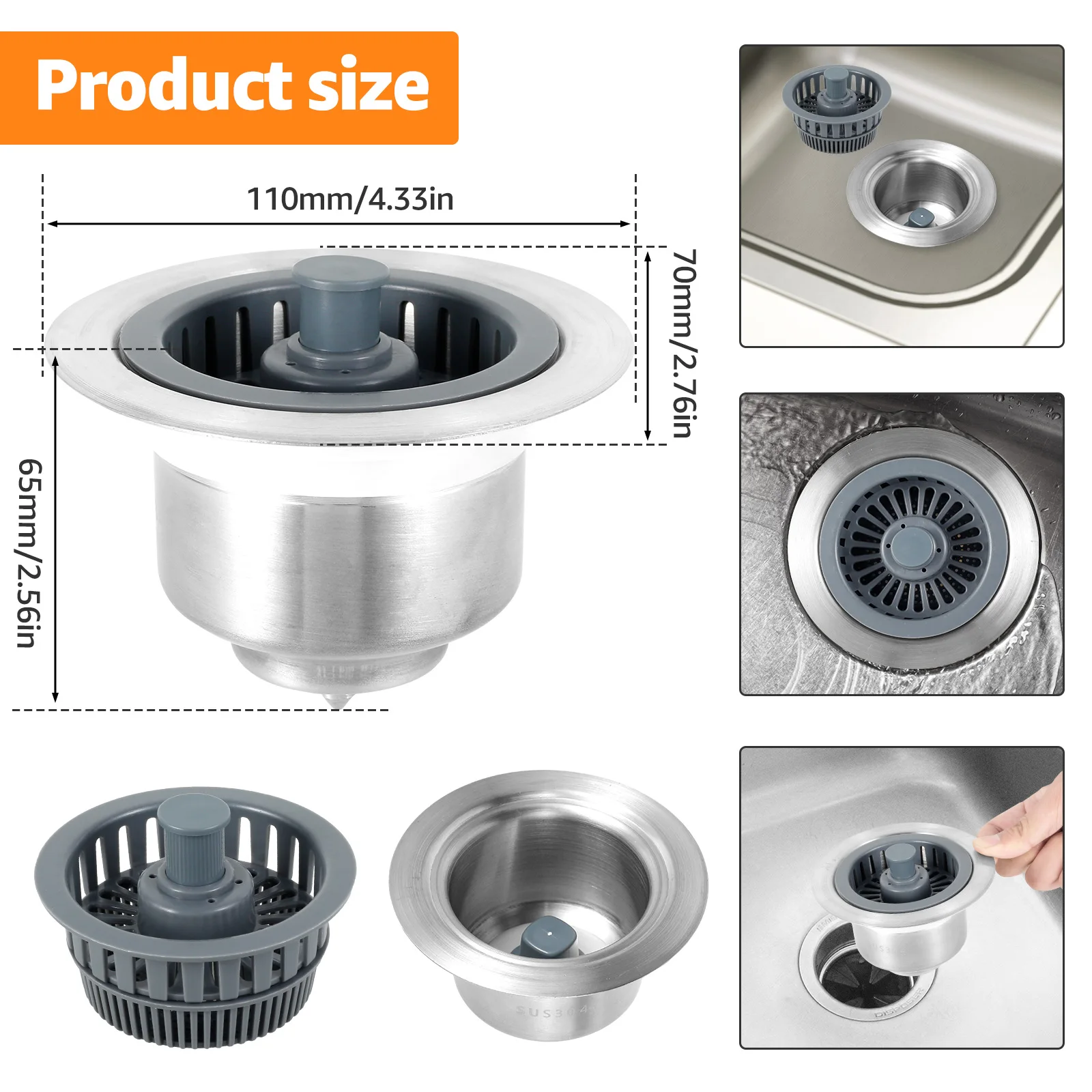 

2 шт., съемный фильтр для слива кухонной раковины