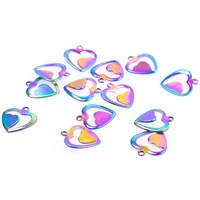 20pcs steel colorful love heart charms pendants for diy craft necklace earrings jewelry making accessories bulk wholesale