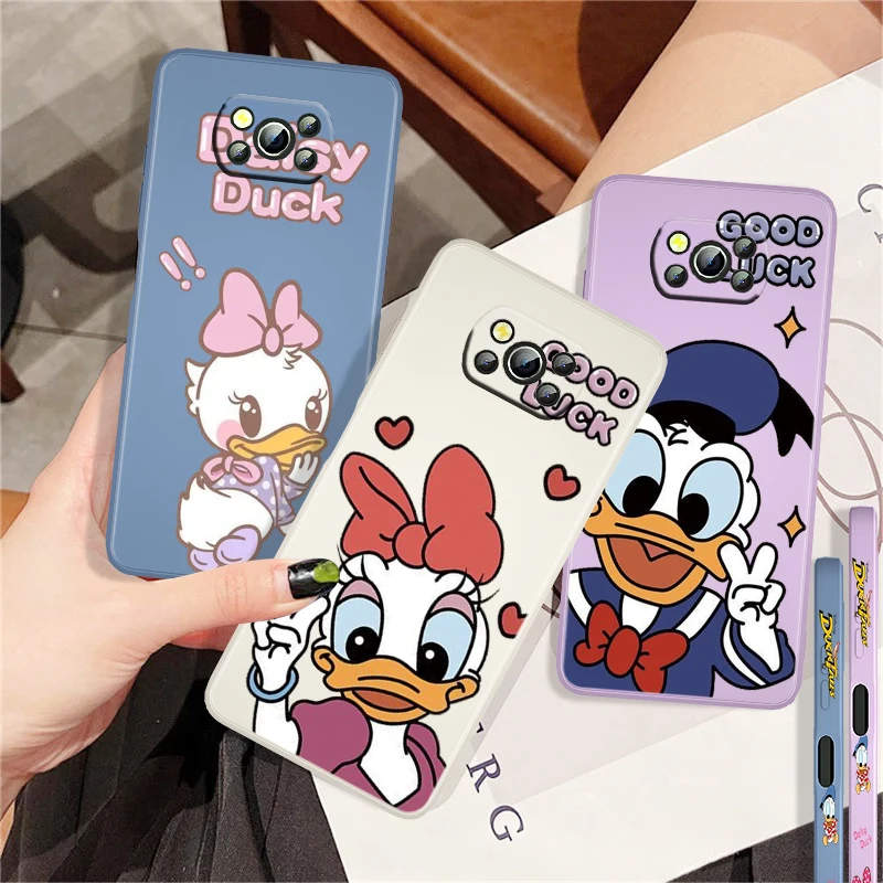 

Donald Duck Cute Disney For Xiaomi Mi Poco X3 NFC F3 GT X2 M4 M3 M2 Redmi 9A Note 10S 10 9 Pro Liquid Left Rope Phone Case