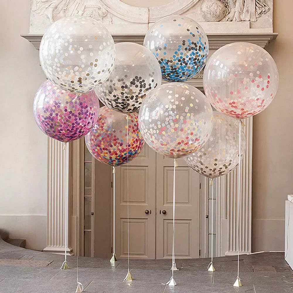 

1PCS 18 Inch Multicolored Balloon Metal Confetti Latex Transparent Balloon Baby Birthday Party Wedding Decoration Christmas