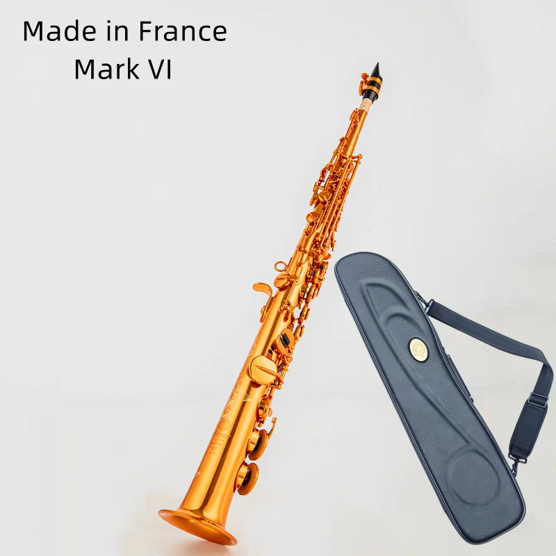 

Made in France High Quality Soprano Saxophone Mark VI B-flat Soprano Sax Mark VI Mouthpiece Reeds Neck Coffee color