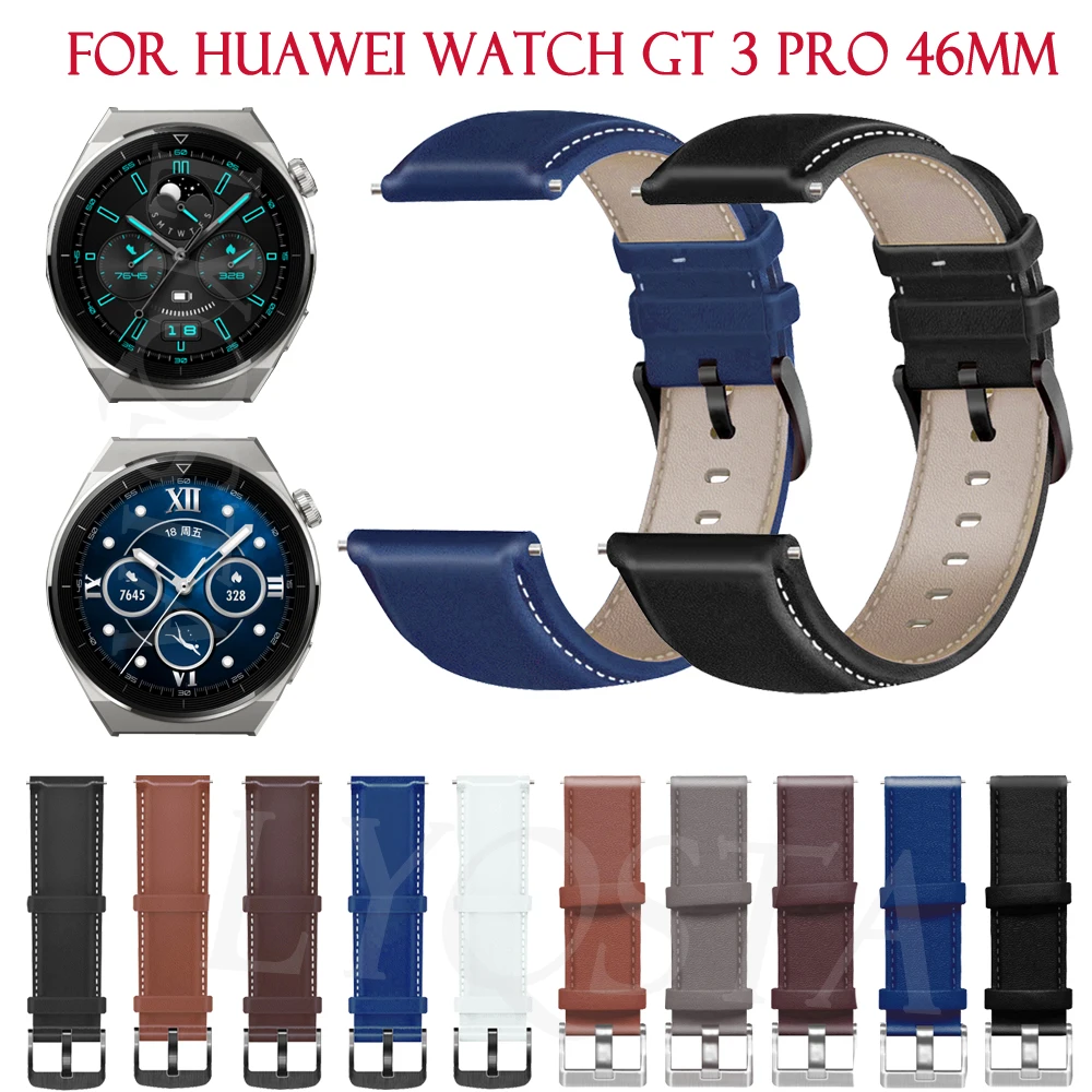 

22mm Smart Watch Band For Huawei Watch GT3 GT 2 46mm Genuine Leather Strap Replacement GT2 Pro GT 3 Pro 46mm WatchBand Bracelet