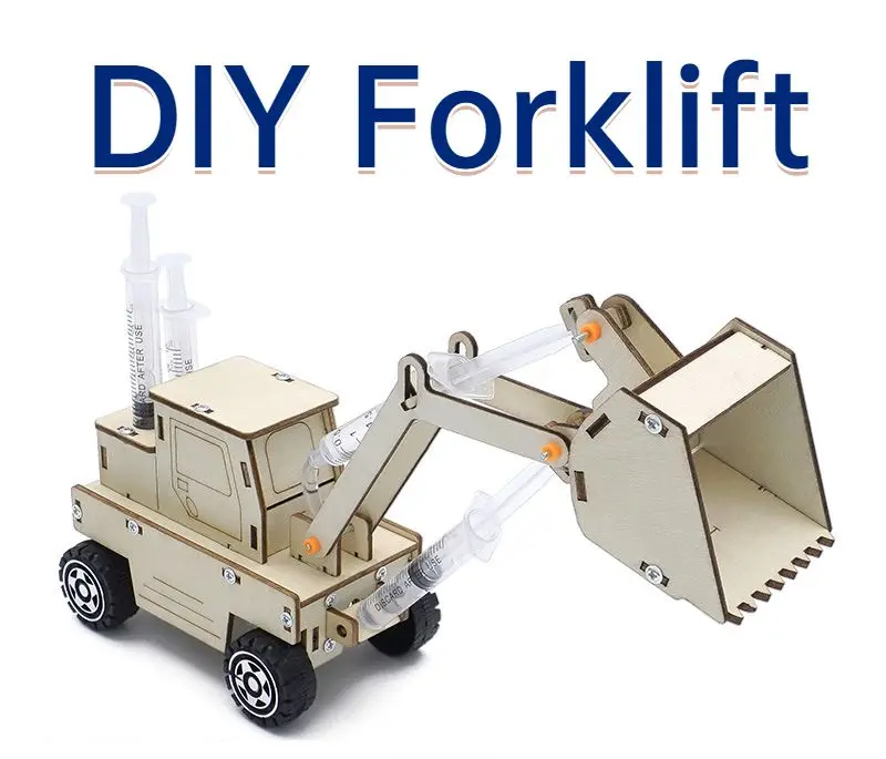 

STEAM Science and Technology Manual Equipment Hydraulic Forklift Material Pack Children DIY Bulldozer Handmade Toys Physics Toy