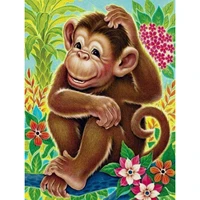5d diamond painting flowers and the monkey full drill by number kits diy diamond set arts craft decorations