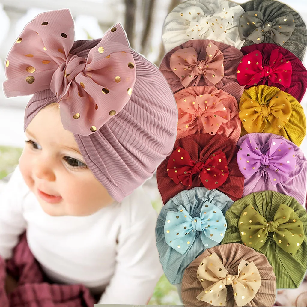 

New Summer Cute Bow Baby Boneless Fetal Cap Baby Thin Section Fontanelle Children's Bonnet Bebe Nouveau Né Turban Bebe Fille