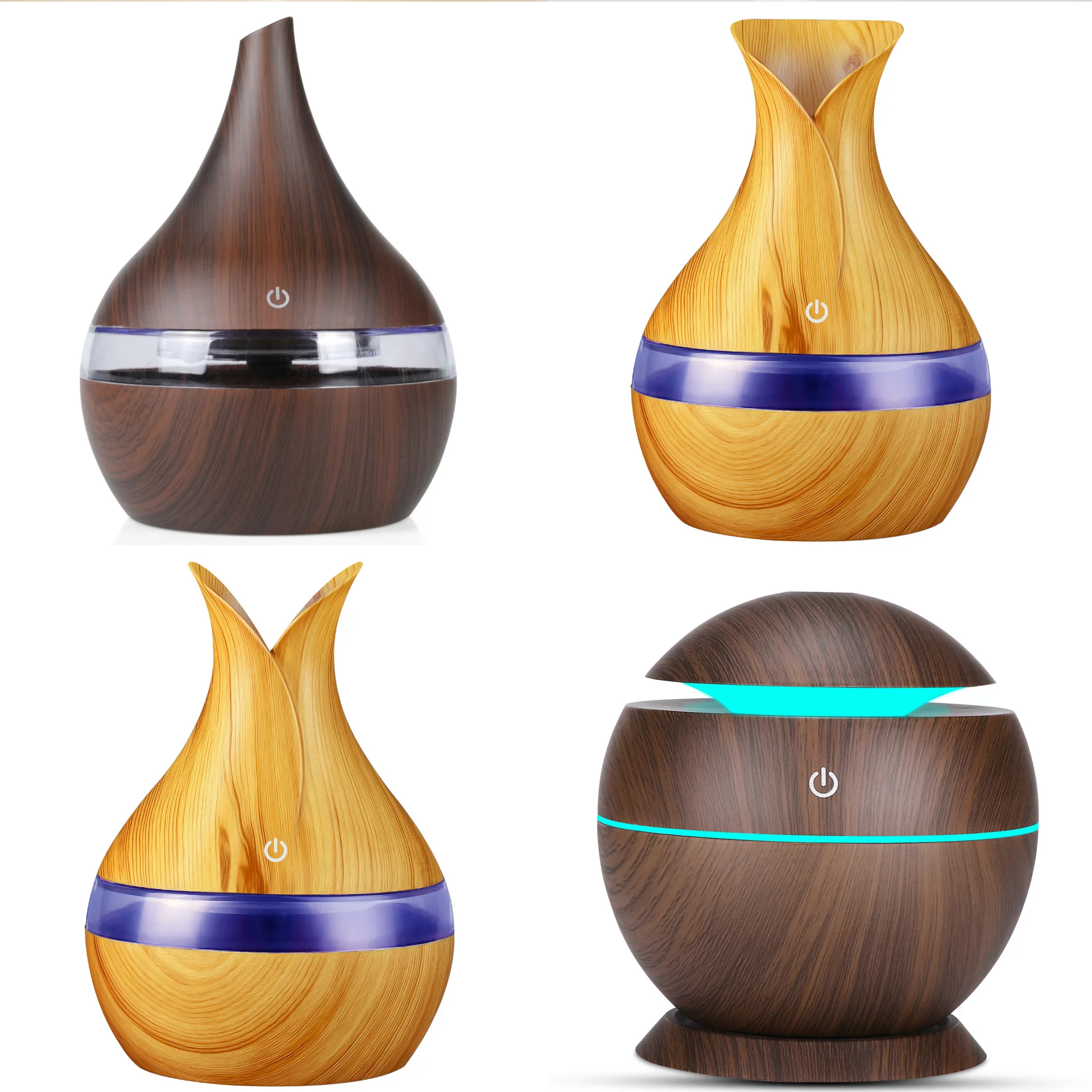 

USB Humidifier Luminous 5V Household Heavy Fog Air Wood Grain Purifier 300ml Aroma Diffuser Essential oil diffuser Aromatizador