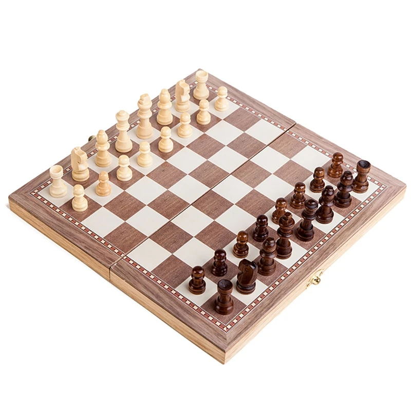 

3 In 1 Wooden Chess And Checkers Set Wooden Chess Set For Kids Adults Travel Portable Folding Chess Game Sets