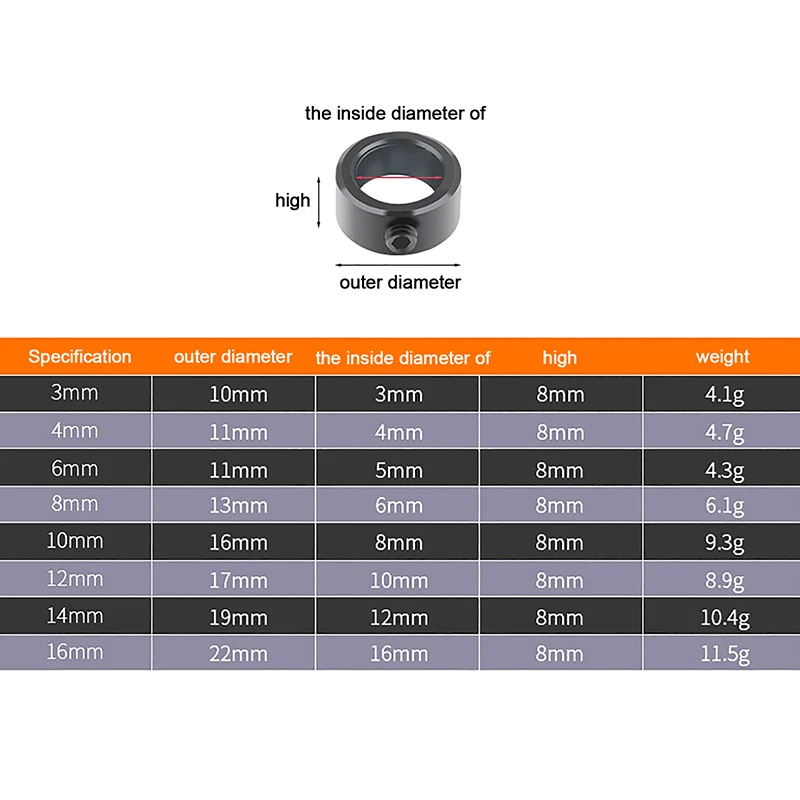 Набор стопорных ошейников для дрели ограничитель кольца вала метрический замок