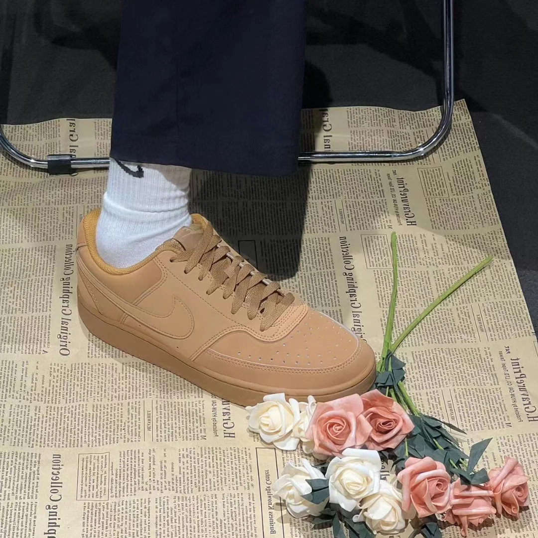 Кроссовки Nike Court Vision 1 с низким берцем мужские и женские пшеничного цвета