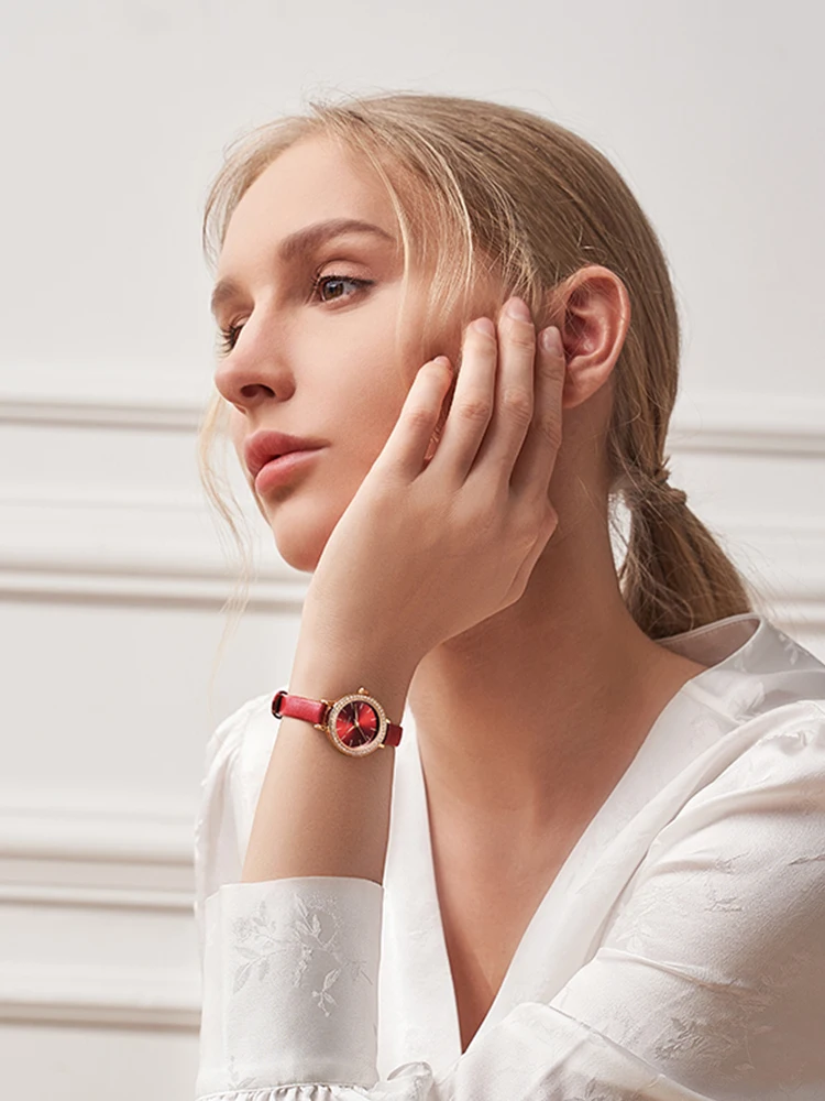 Mark Fairwhale Leather Strap Waterproof Women's Wristwatch Luxury Watch Fashion Quartz Wristwatches Gift enlarge