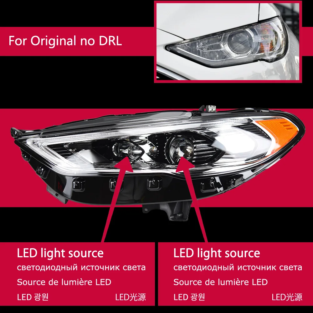 

Автозапчасти для Ford Fusion Mondeo, фары 2017-2021, стиль, дневные огни, двойной проектор, модифицированные автомобильные аксессуары