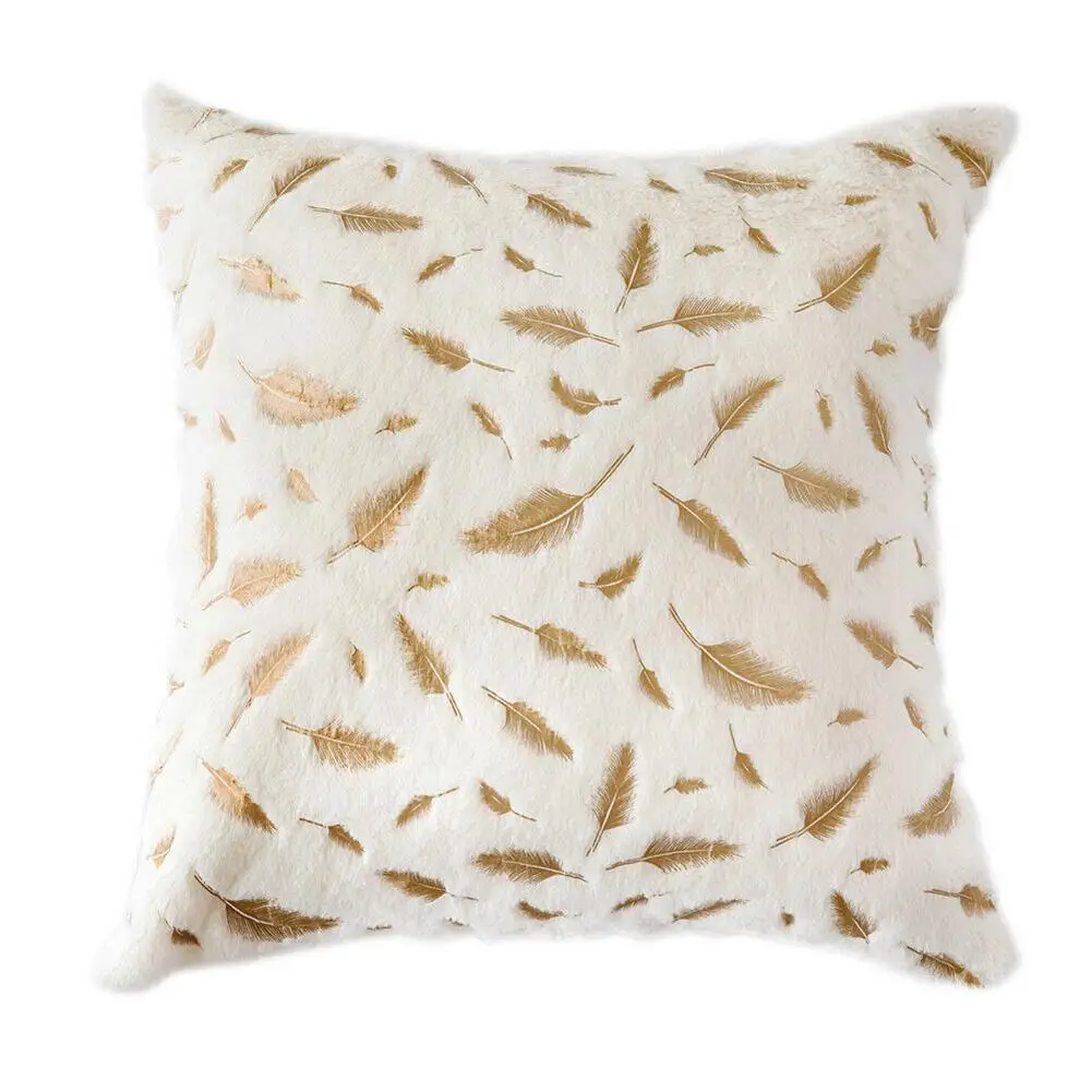 

[ READY STOCK ] Throw Pillow Cover Case Velvet Soft Striped Feather Sequin for Sofa Cushion Case 45*45cm