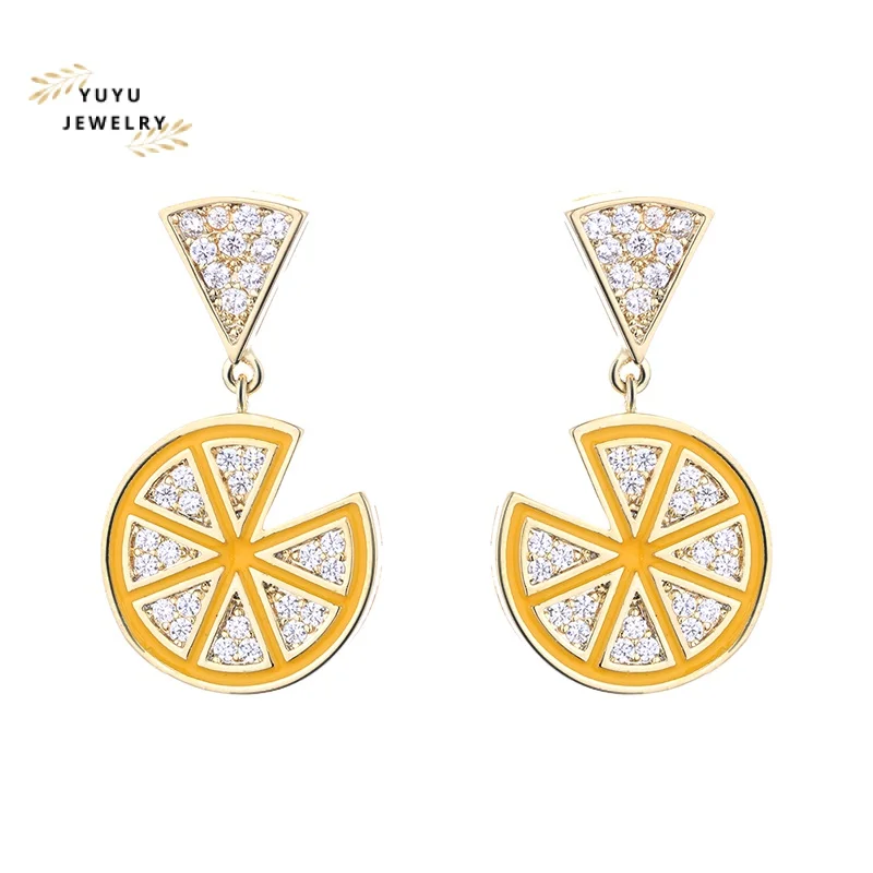 

Серьги YUYU из настоящего серебра 925 пробы с изображением лимона для женщин, очаровательные модные блестящие циркониевые минималистичные Изя...