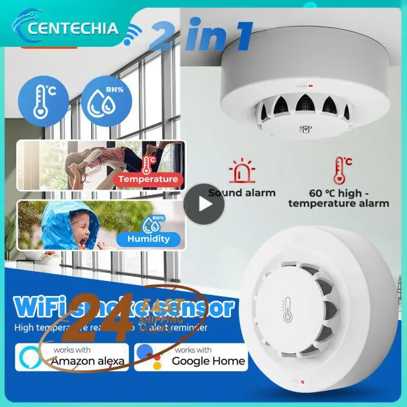 

1~8PCS Timely Rescue Tuya Wifi Smoke Detector 2.4ghz Thermohygrometer Low Battery Reminder Smart Linkage Firefighter 120ma