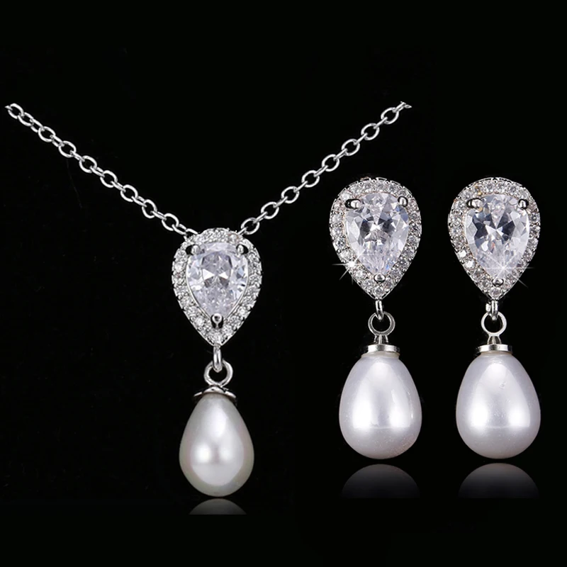 Комплект из серег и ожерелья LXOEN с белыми Фианитами изысканные ювелирные