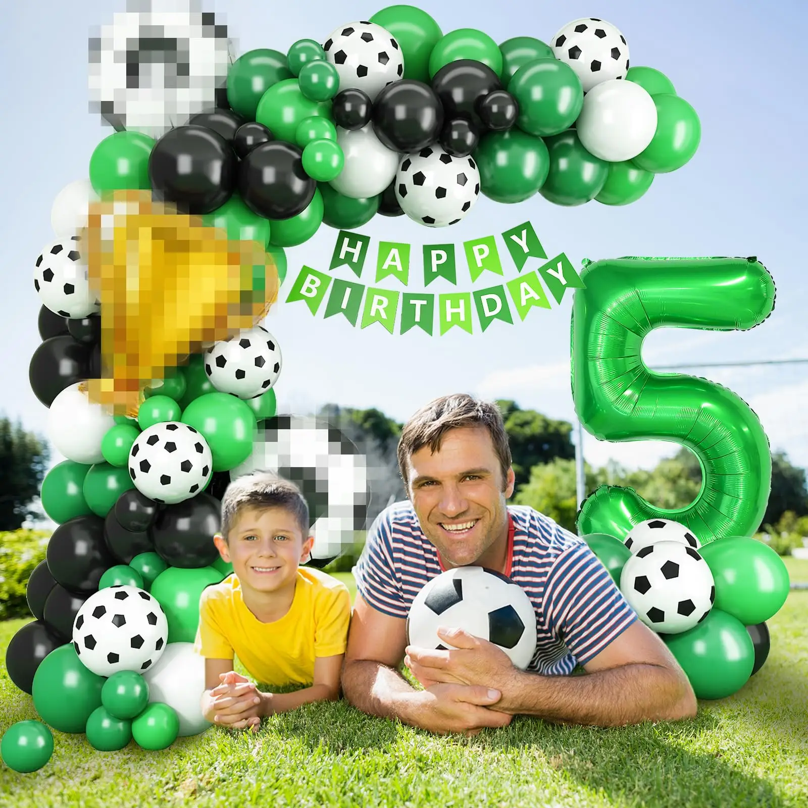 Футбольная тематика черные зеленые белые воздушные шары гирлянда арочный