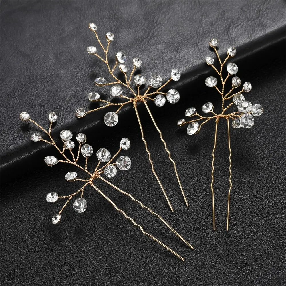 

3PCS/set Accessories for Bridal Hairstyle Bridesmaid Wedding Headpieces Rhinestone Hair Clips Headwear Crystal Hair Pins