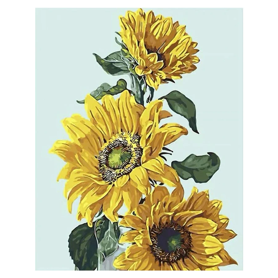 

AMTMBS Flowers Sunflowers DIY Painting By Numbers Adults HandPainted On Canvas Pictures By Numbers Wall Art Decor