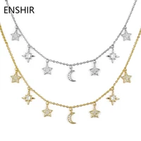 enshir moon star tassel necklace for women gold color cz choker necklace jewelry gifts wholesale