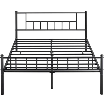 Metal Slat Bed Base with Spindle Design and Storage Space