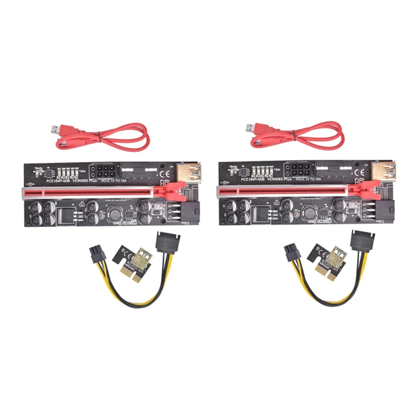 

2 упаковки PCI-E Райзер 1X до 16X, графический удлинитель, подходит для Биткоин, графического процессора, майнинга, Фотокарта
