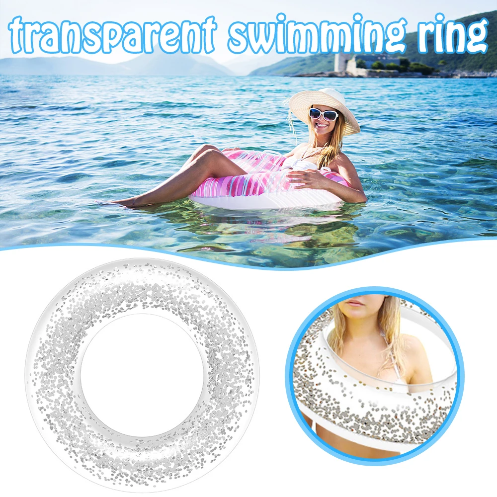 

Transparent Glitter Pool Foats Swimming Ring Adult Children Inflatable Pool Tube Giant Float Boys Girl Water Fun Toy Swim laps