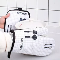 hot2pcset microwave baking bbq glove cotton cute oven mitts heat resistant linen potholders non slip kitchen cooking tools mit
